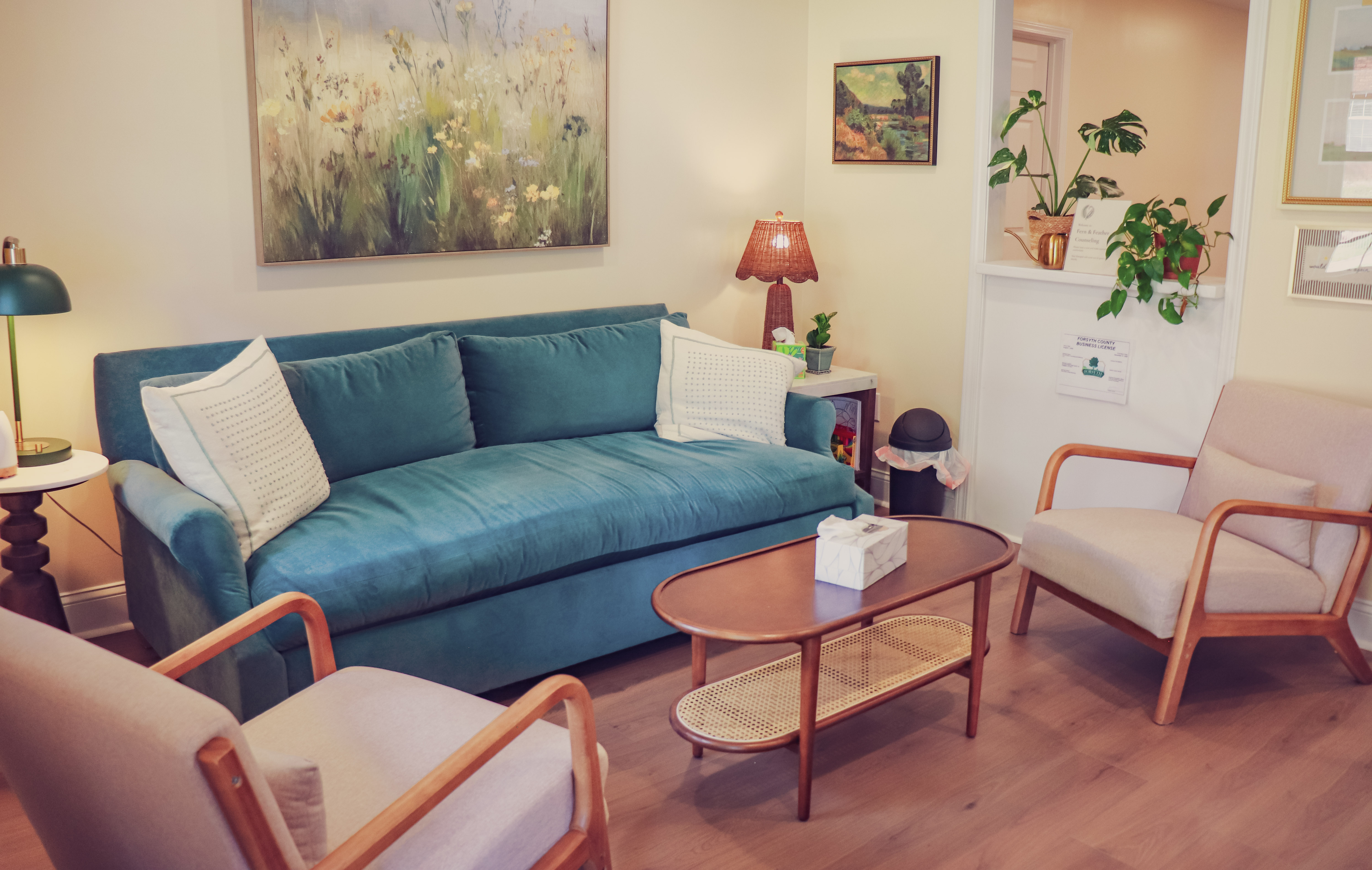 Welcoming details inside Fern & Feather